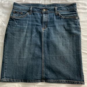 Garnet Hill denim skirt. Classic cut and blue.